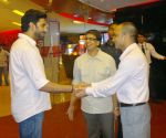 Abhishek Bachchan, Ananth Mahadevan, Anand Shukla at Ektanand Pictures LIFE IS GOOD trailer launch in Cinemax, Mumbai on 5th JUly 2012.jpg